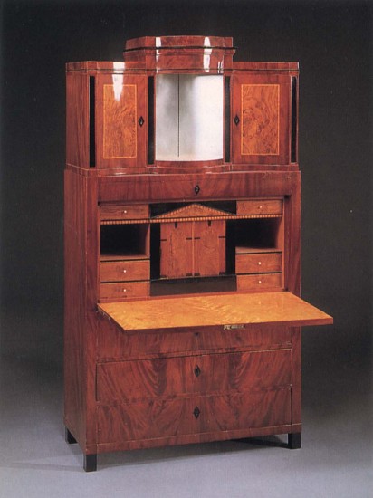 19th Century AUSTRIAN, Biedermeier Mahogany, Fruitwood and Burl Walnut Fall-Front Secrétaire
1820-1825, Mixed woods